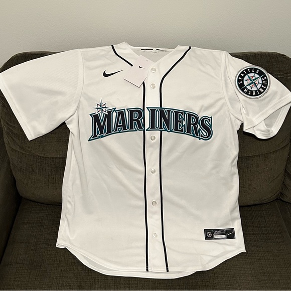 Nike Other - Nike Authentic Seattle Mariners MLB Baseball with Patch White Jersey Men’s Sz M